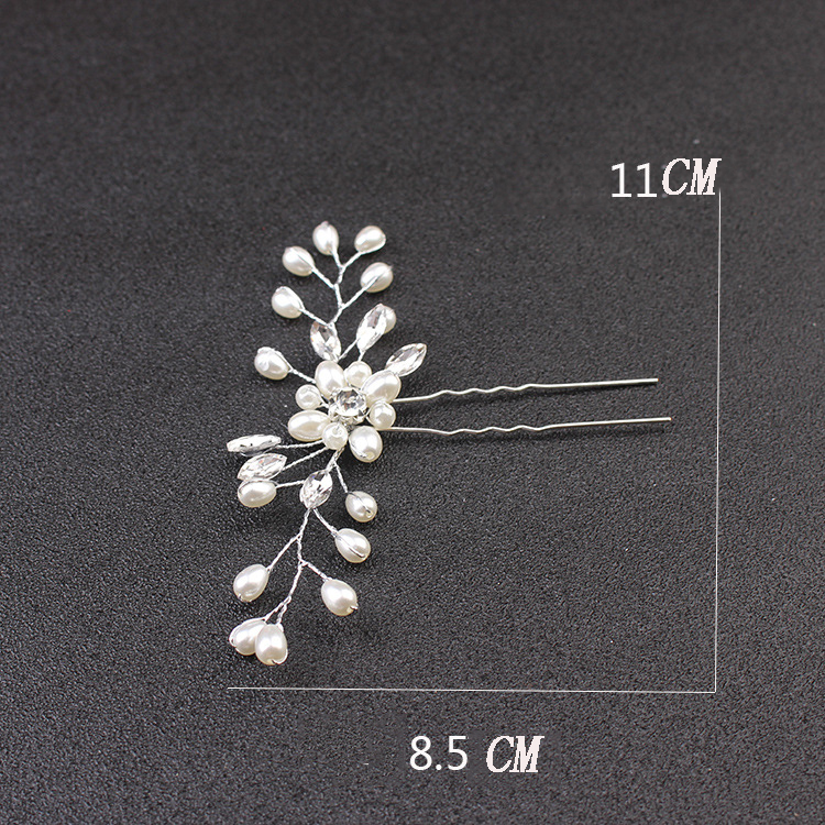 Handmade Pearl decor Rhinestone inlaid Flower Hairpin