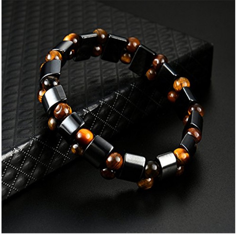 Retro Vintage Magnet Gem Beaded Hand-Woven Metal Bracelet