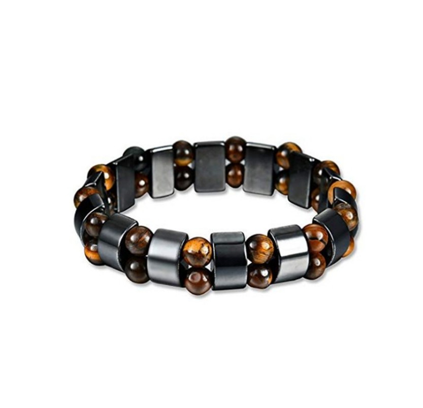 Retro Vintage Magnet Gem Beaded Hand-Woven Metal Bracelet