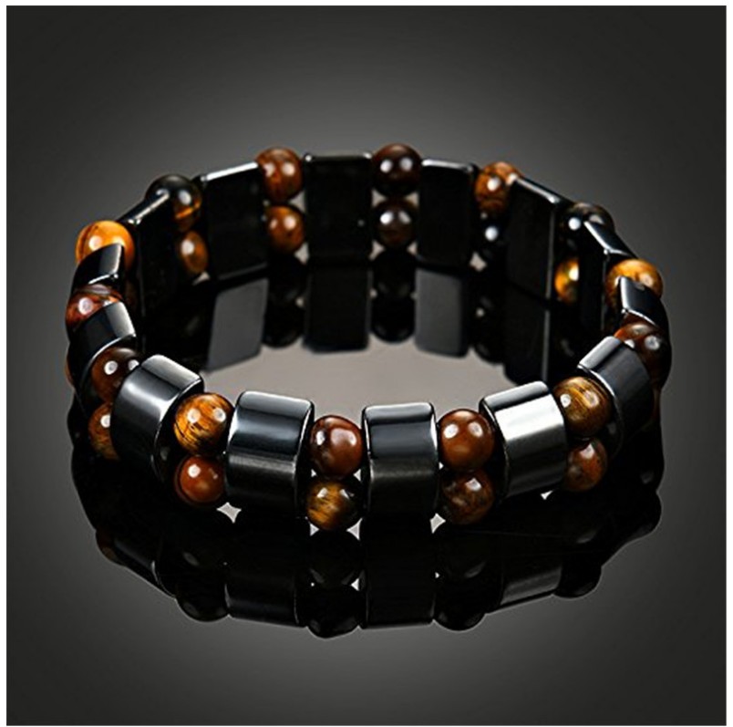 Retro Vintage Magnet Gem Beaded Hand-Woven Metal Bracelet