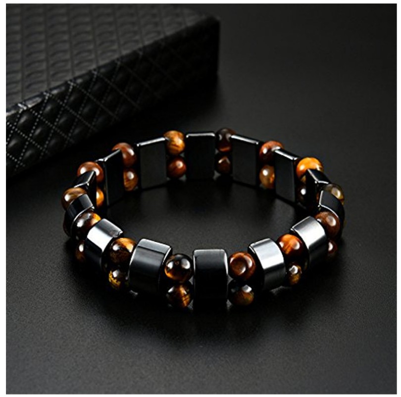 Retro Vintage Magnet Gem Beaded Hand-Woven Metal Bracelet