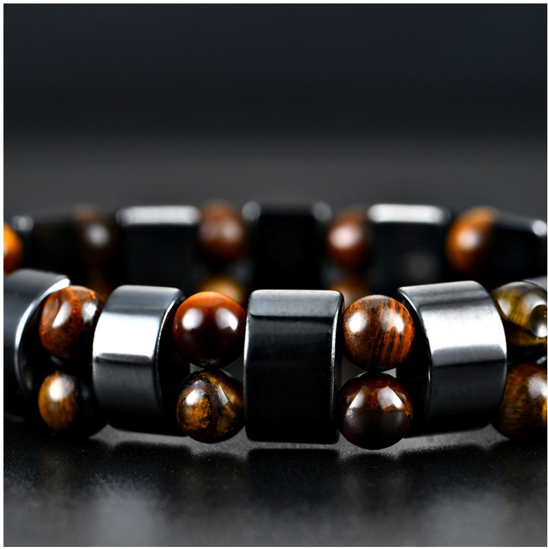 Retro Vintage Magnet Gem Beaded Hand-Woven Metal Bracelet
