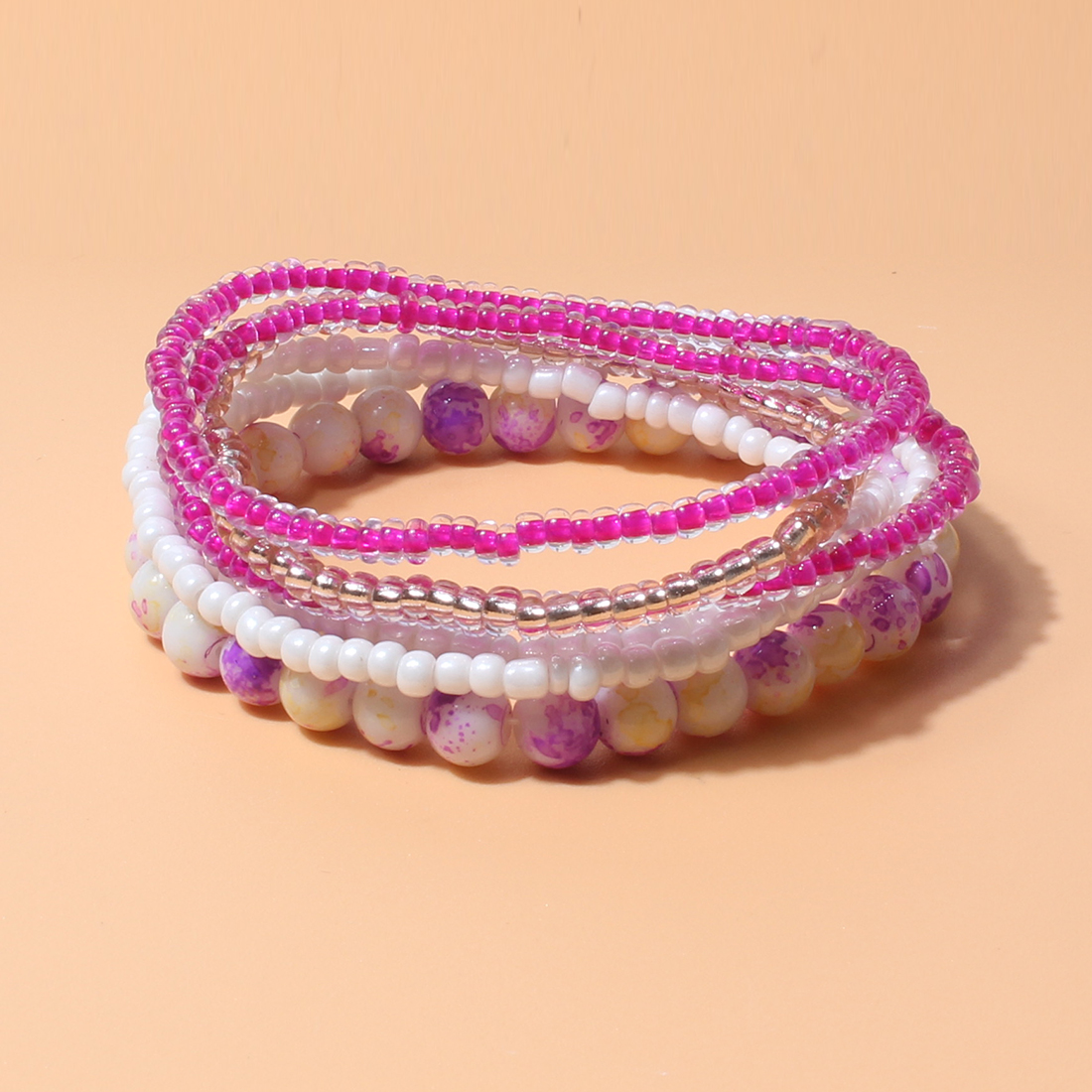 Fashion Bohemian Style Multicolor Bead Acrylic Multi-Layer Female Bracelet