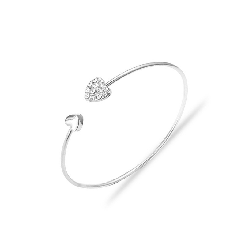 Womenu0027S Elegant Simple Style Heart shape Alloy Bangle Plating Diamond Artificial Rhinestones Sta