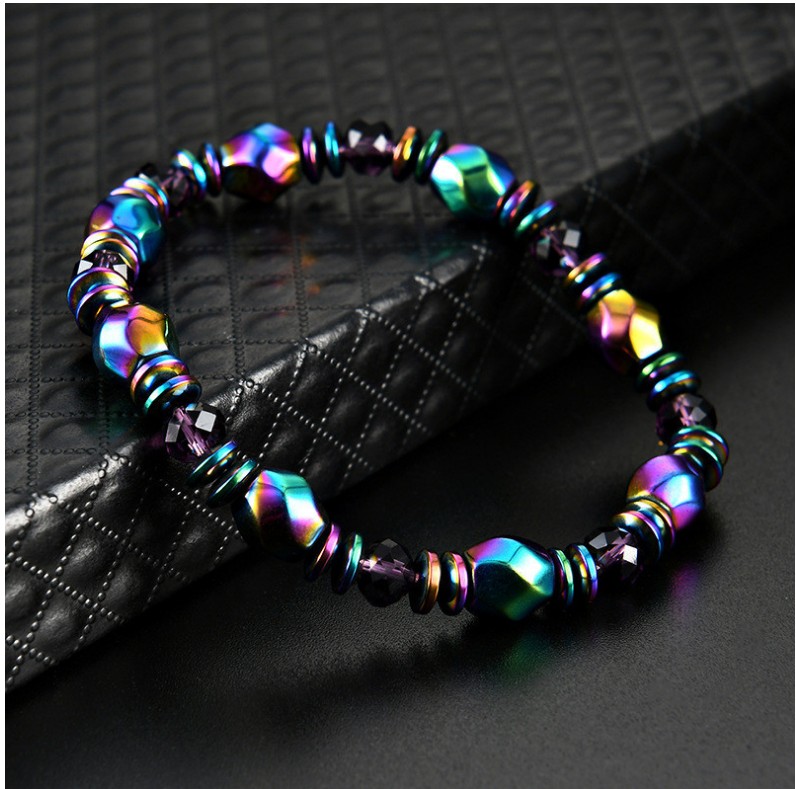 New Fashion Colorful Magnet Hematite Gem Beaded Metal Bracelet