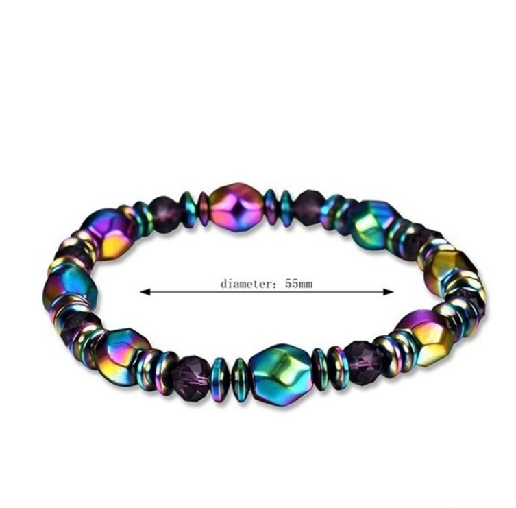 New Fashion Colorful Magnet Hematite Gem Beaded Metal Bracelet