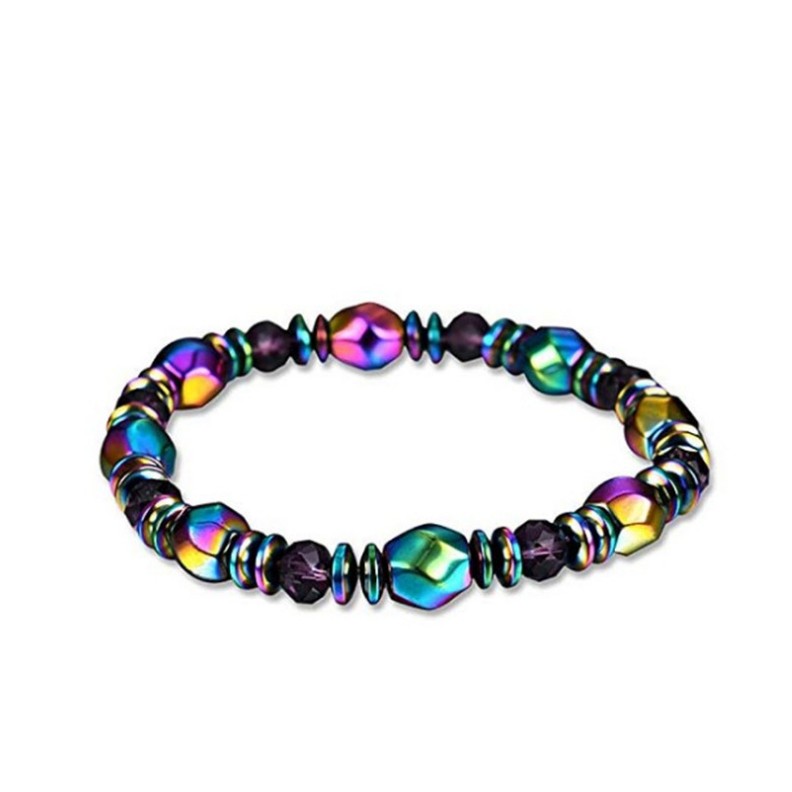 New Fashion Colorful Magnet Hematite Gem Beaded Metal Bracelet