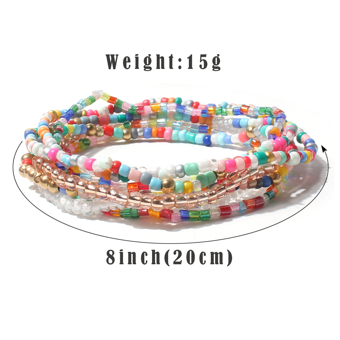 Fashion Bohemian Beaded Multi-Layer Mixed Color Elastic Bracelet