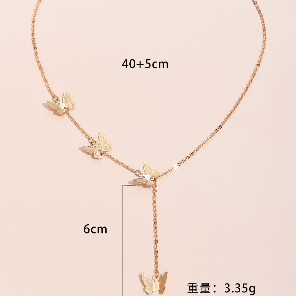 Fashion Elegant Sequin Star Butterfly Pendant Clavicle Chain Necklace