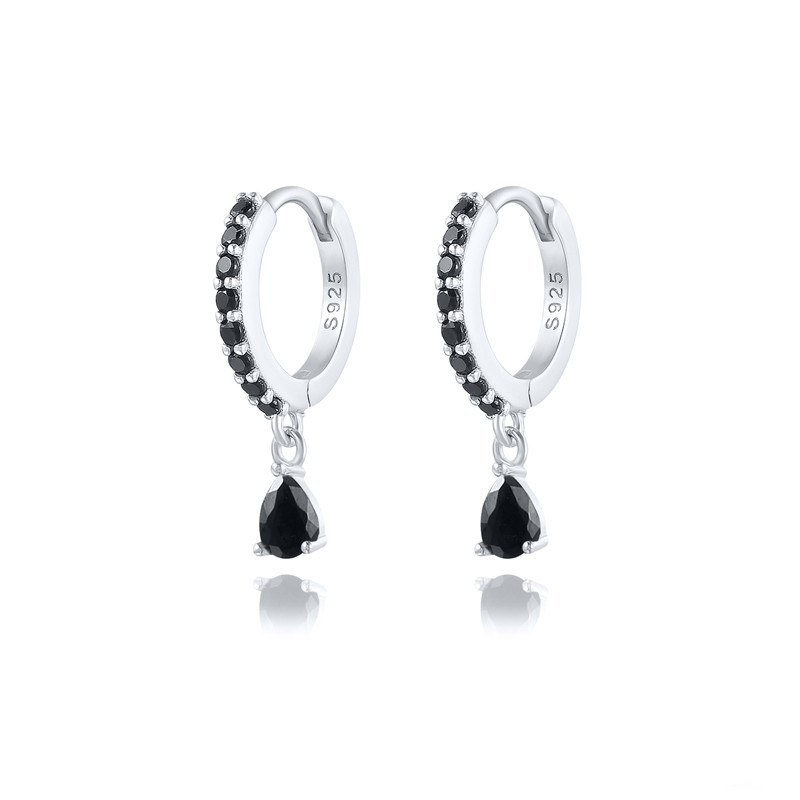 S925 Sterling Silver Diamond Water Drop Eardrop Earring Colorful Crystals Ear Clips