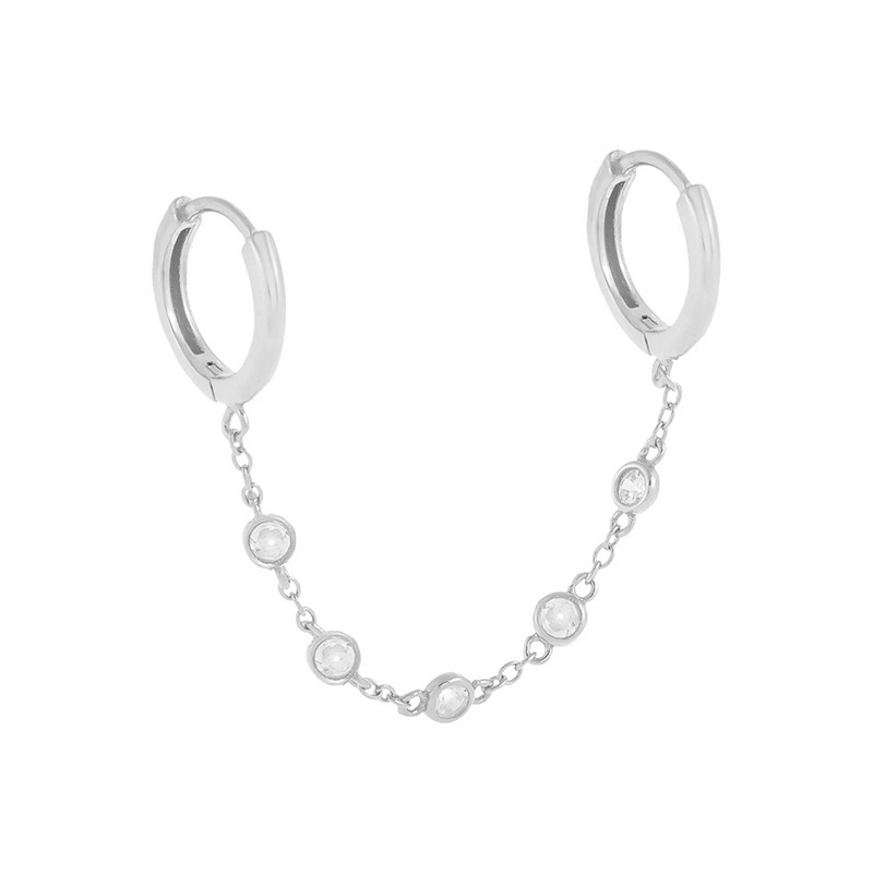 S925 Sterling Silver Single Double Circle Earrings Eardrop Amazon Hot Selling Fashion Simple Micro R