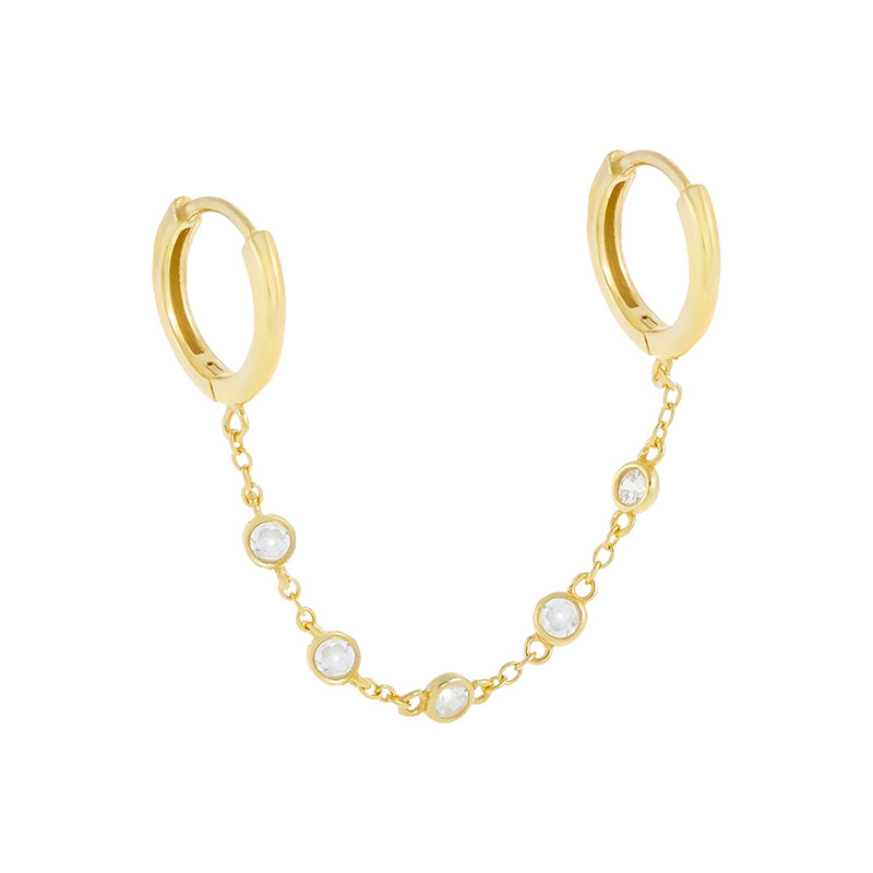 S925 Sterling Silver Single Double Circle Earrings Eardrop Amazon Hot Selling Fashion Simple Micro R