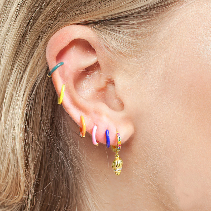 S925 Sterling Silver round Fashion Simple Handmade Dripping Ear Studs Eardrop Earring