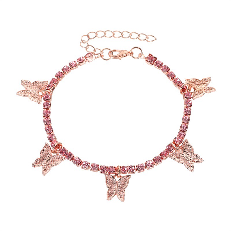 Fashion Simple Rhinestone Butterfly Fringe Beach Anklet