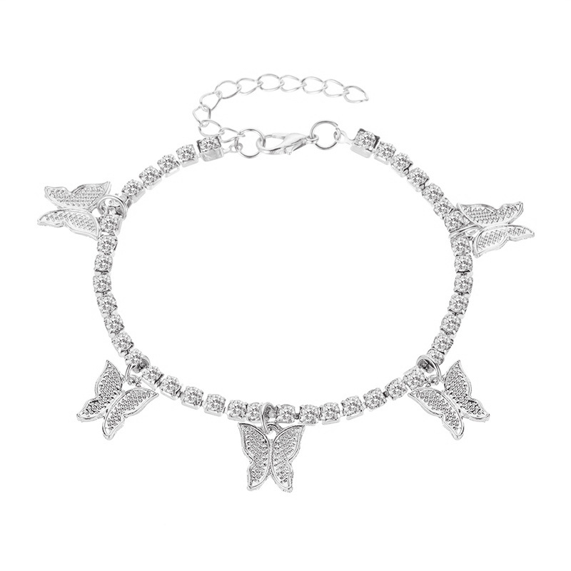 Fashion Simple Rhinestone Butterfly Fringe Beach Anklet