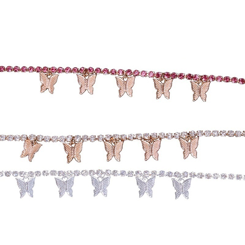 Fashion Simple Rhinestone Butterfly Fringe Beach Anklet