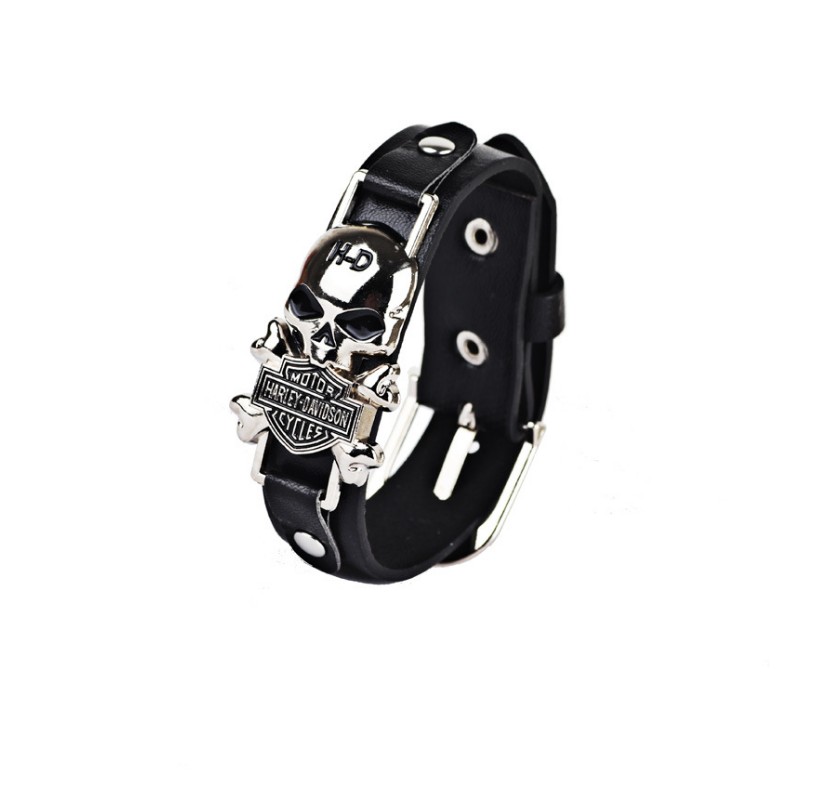 Fashion Buckles Imitation Cowhide Skull decorationNew Accessories Weave Vintage Leather Bracelet