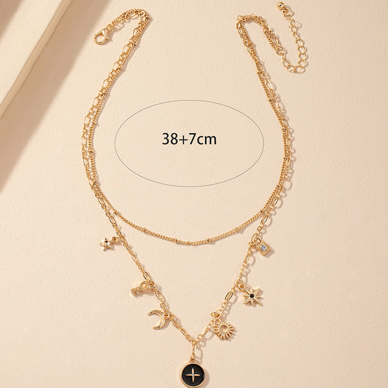 Korean Style All-Match Clavicle Chain High-Grade Double Layer Twin XINGX Horn Pendant Necklace Fashi