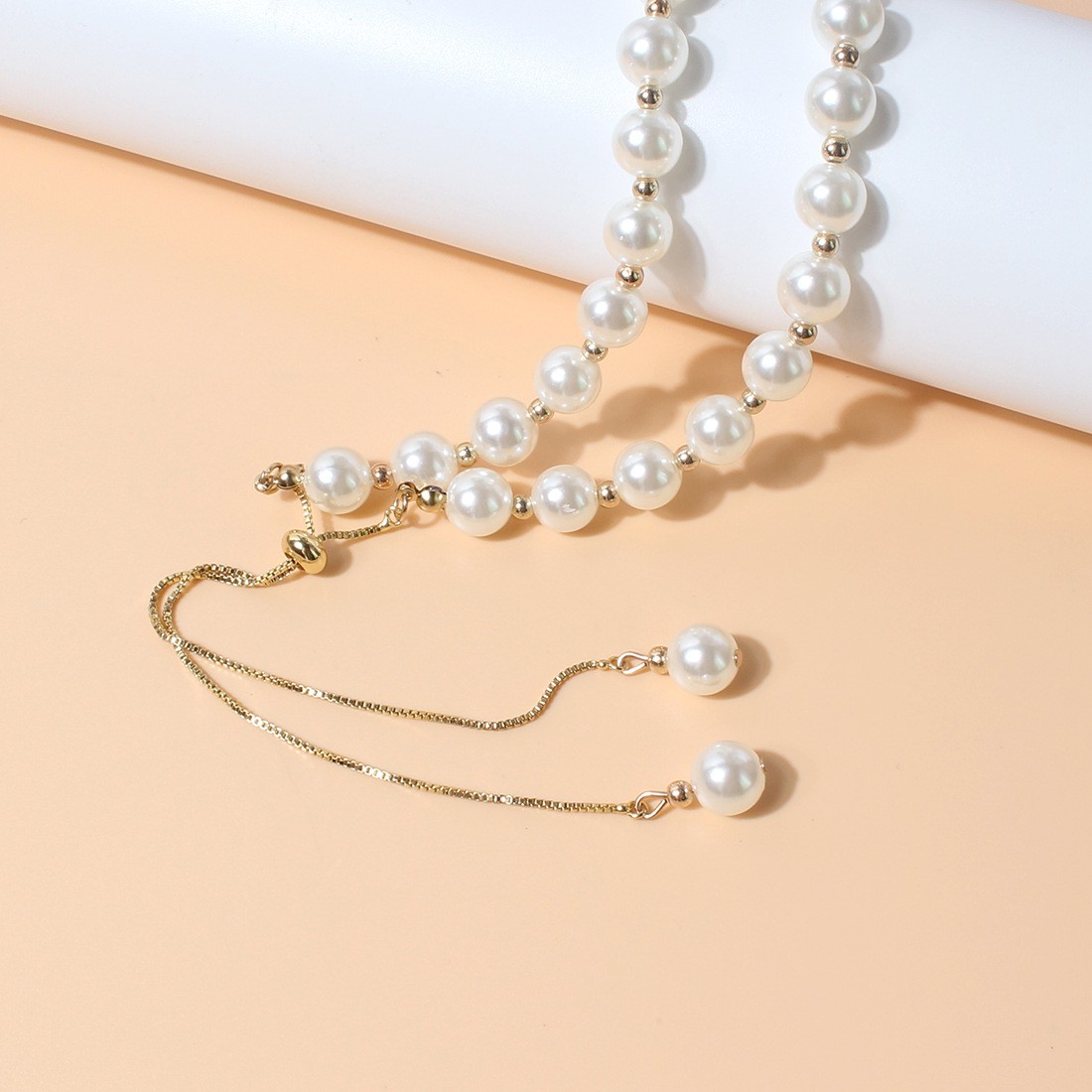 Fashion Simple Pearl Pull-out Small Beads Pendant Female Necklace