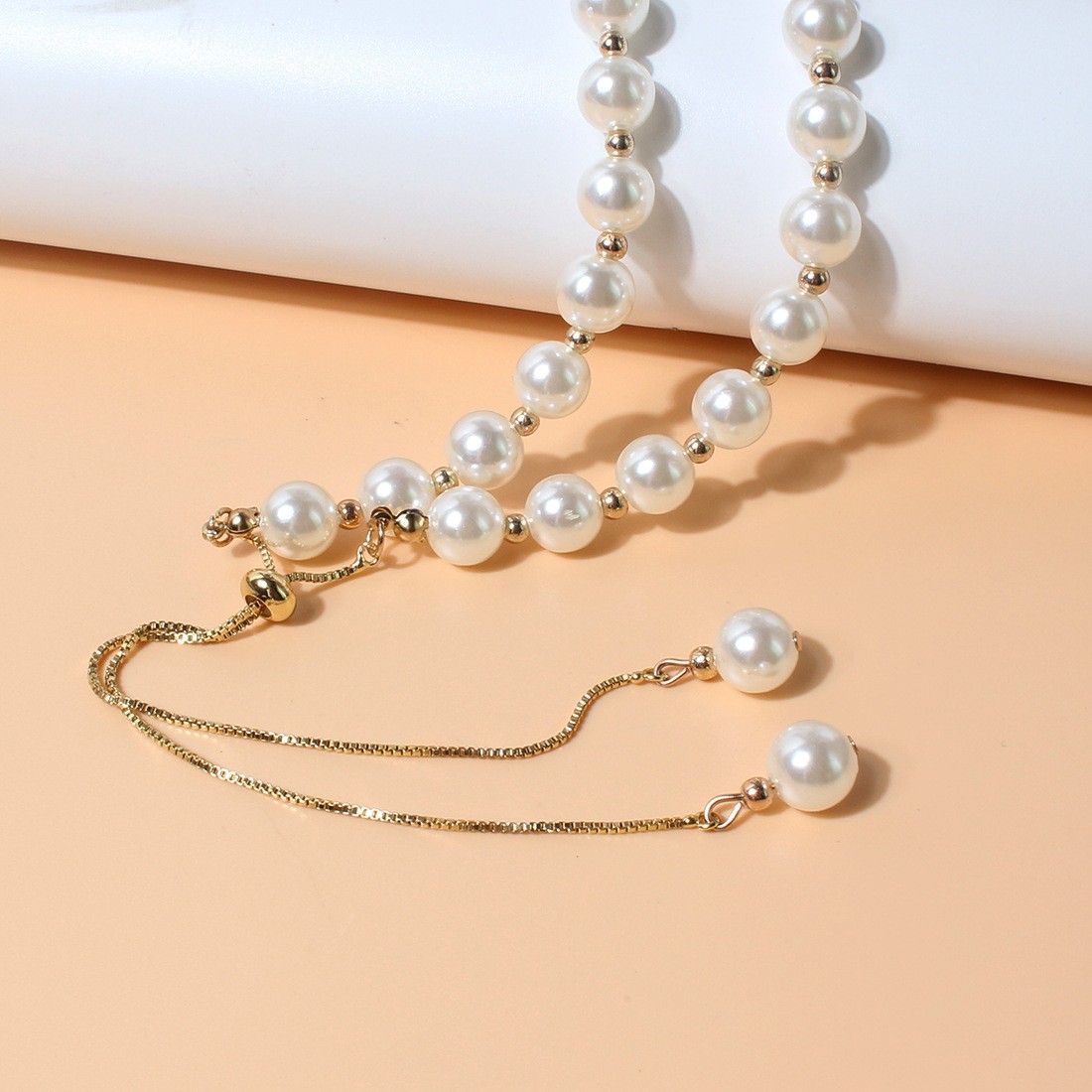 Fashion Simple Pearl Pull-out Small Beads Pendant Female Necklace