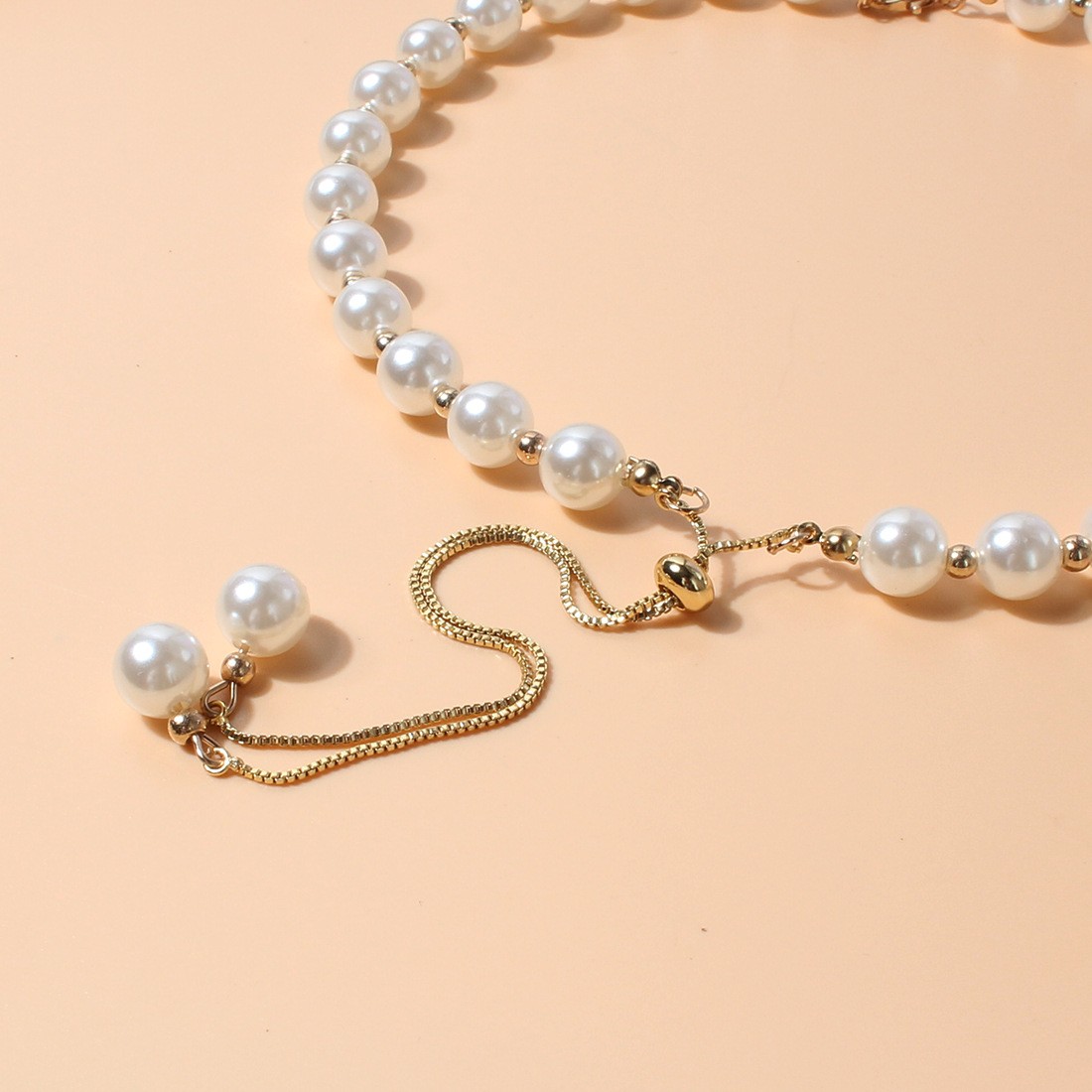 Fashion Simple Pearl Pull-out Small Beads Pendant Female Necklace