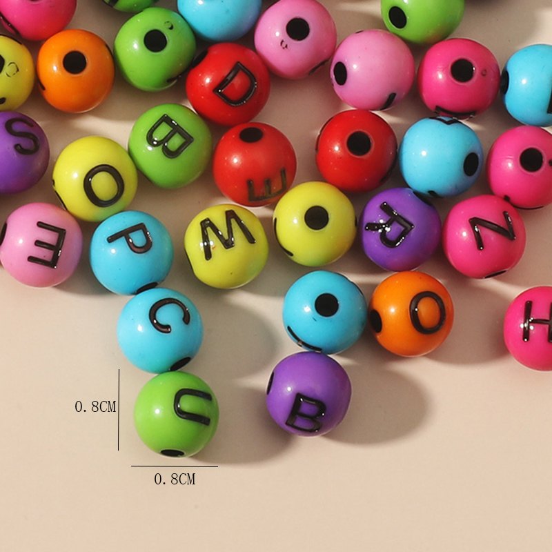 Fashion Multicolor Letter 8mm Handmade DIY Bulk Beads