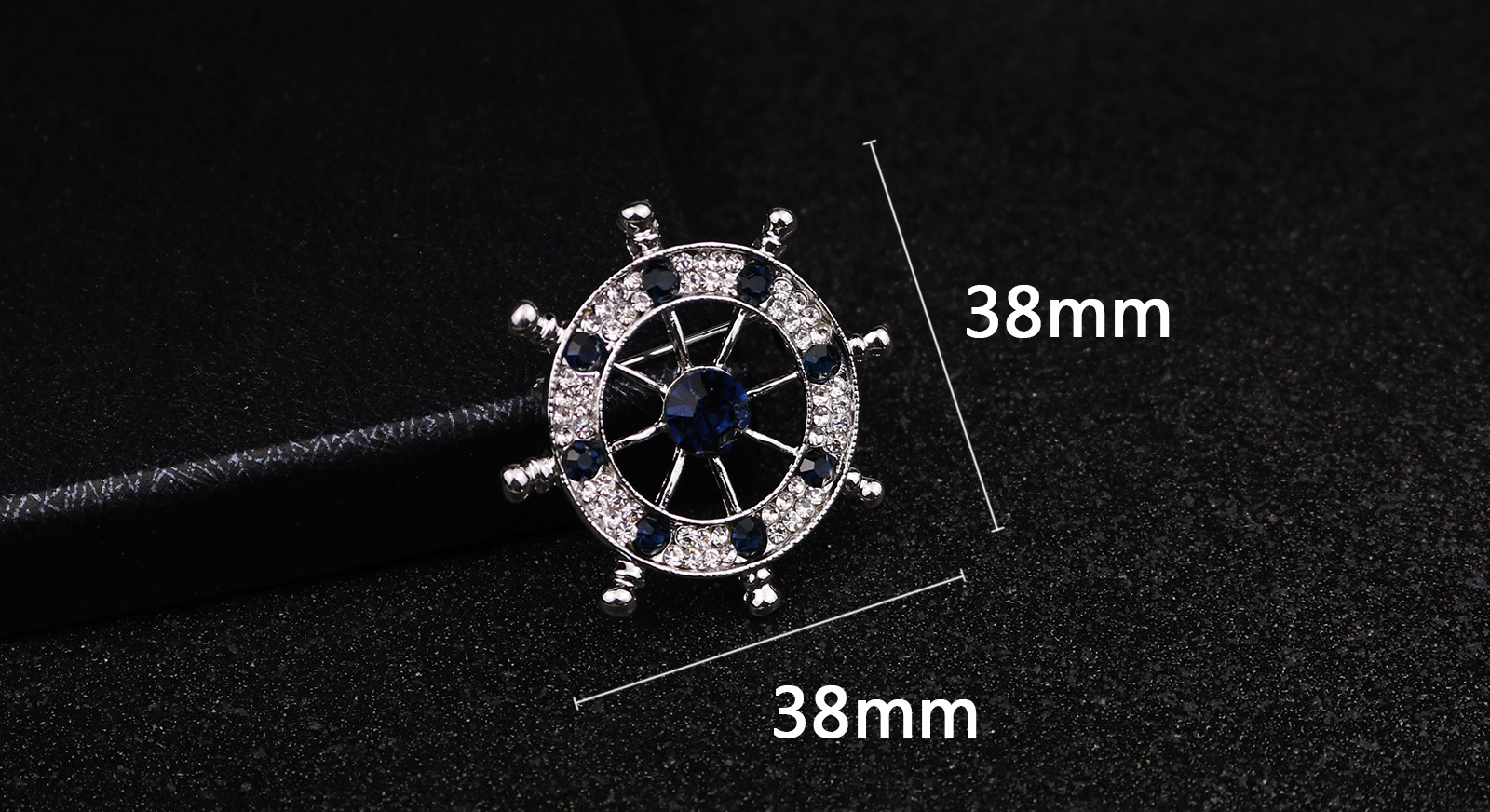 Boat Anchor shape rhinestone inlaid Collar Pin Brooch