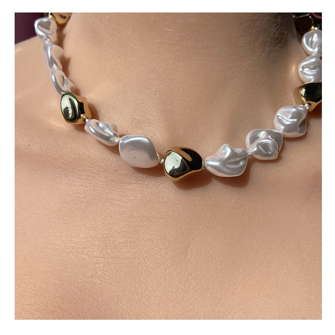 Fashion Ornament Simple Irregular Geometric Pearl Women Necklace