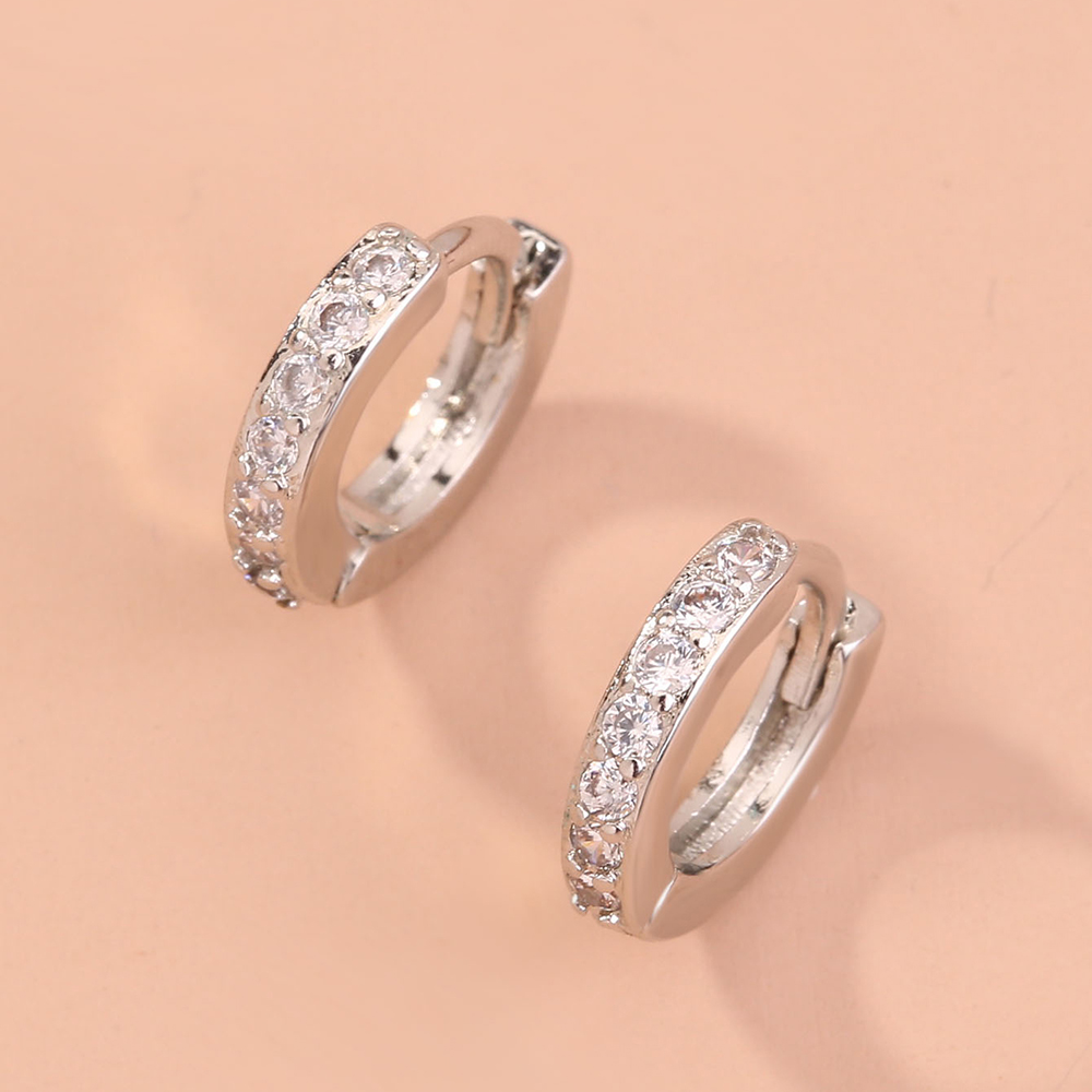 Womenu0027S Simple Style Geometric Copper Earrings Plating Zircon Hoop Earrings 1 Piece