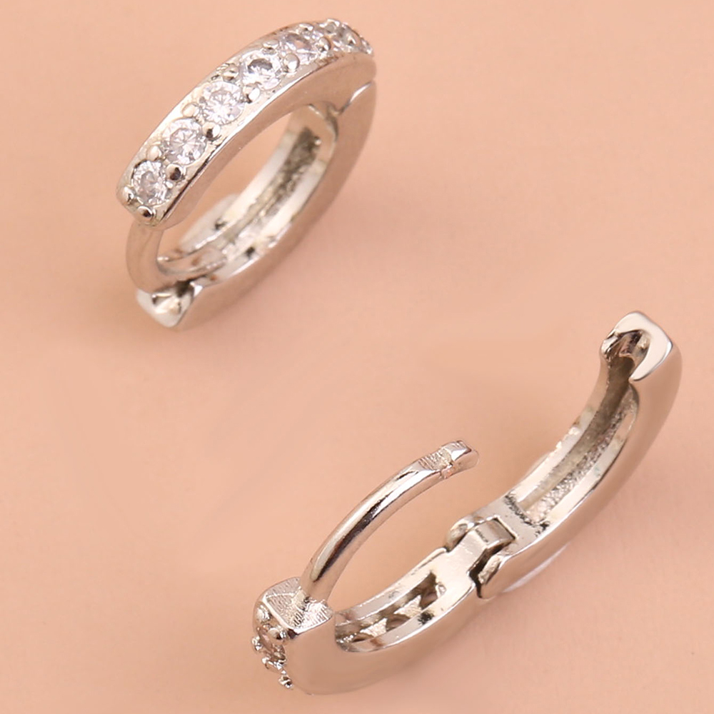 Womenu0027S Simple Style Geometric Copper Earrings Plating Zircon Hoop Earrings 1 Piece