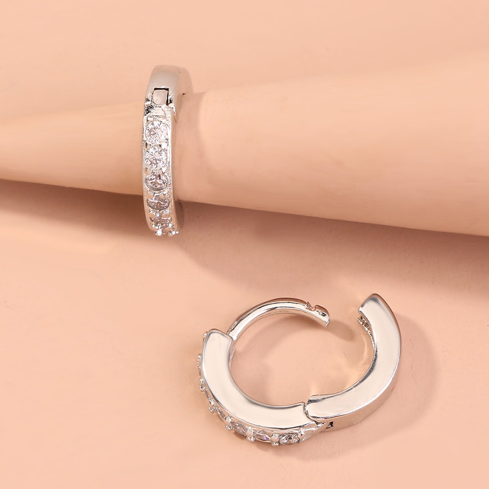 Womenu0027S Simple Style Geometric Copper Earrings Plating Zircon Hoop Earrings 1 Piece