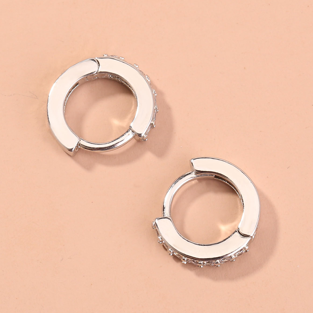 Womenu0027S Simple Style Geometric Copper Earrings Plating Zircon Hoop Earrings 1 Piece