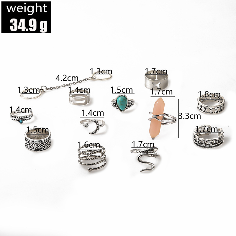 Unisex Fashion Geometric Artificial Gemstones Alloy Turquoise Rings