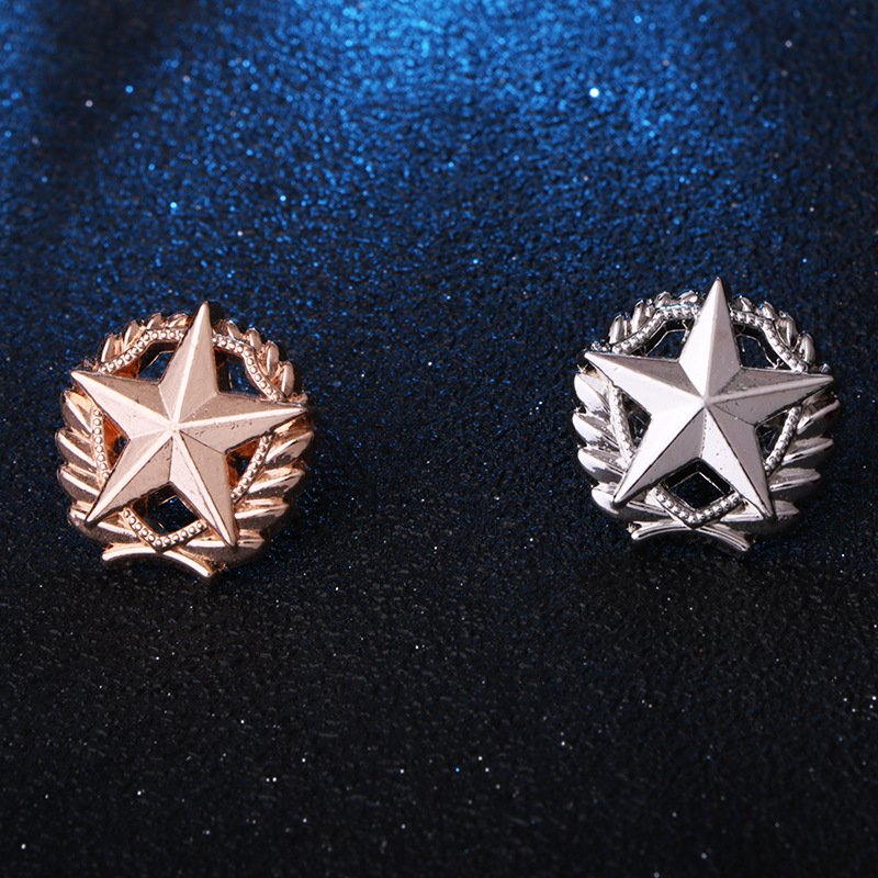 Three-Fork Five-Pointed Star V-Shaped Wheat Crown Bow Tie Pin