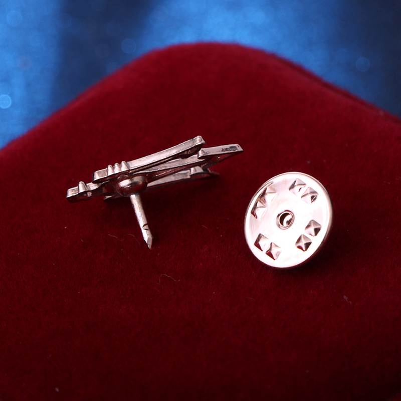 Three-Fork Five-Pointed Star V-Shaped Wheat Crown Bow Tie Pin