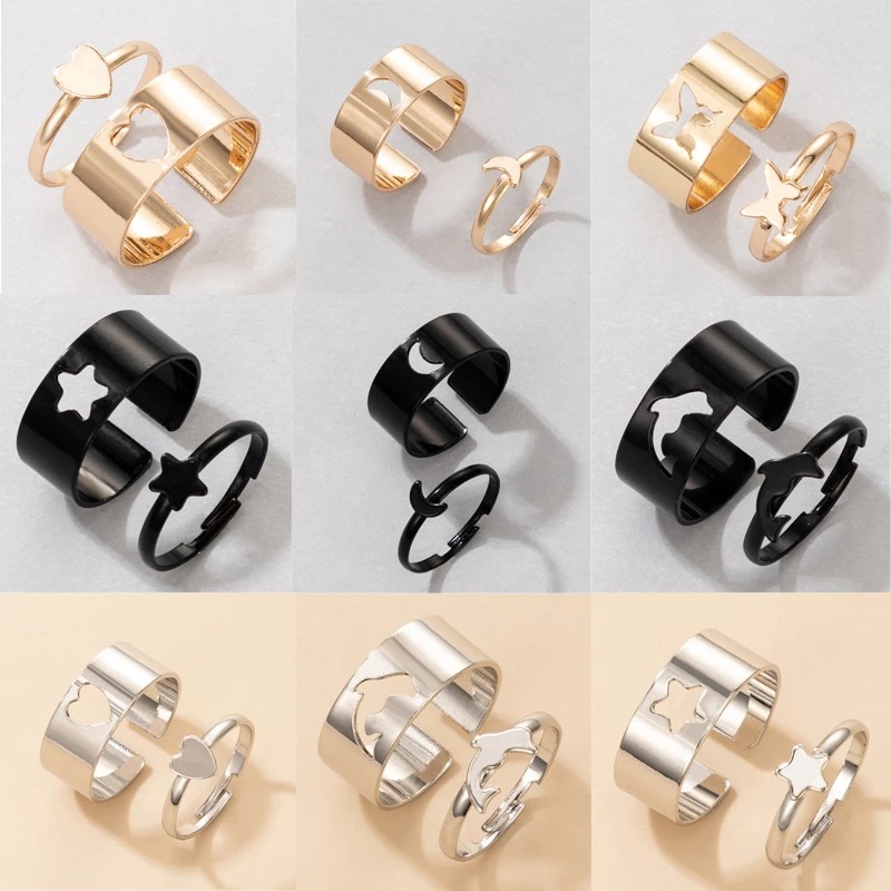 Fashion Ocean Wind Alloy Moon Dolphin Heart shape Ring Daily