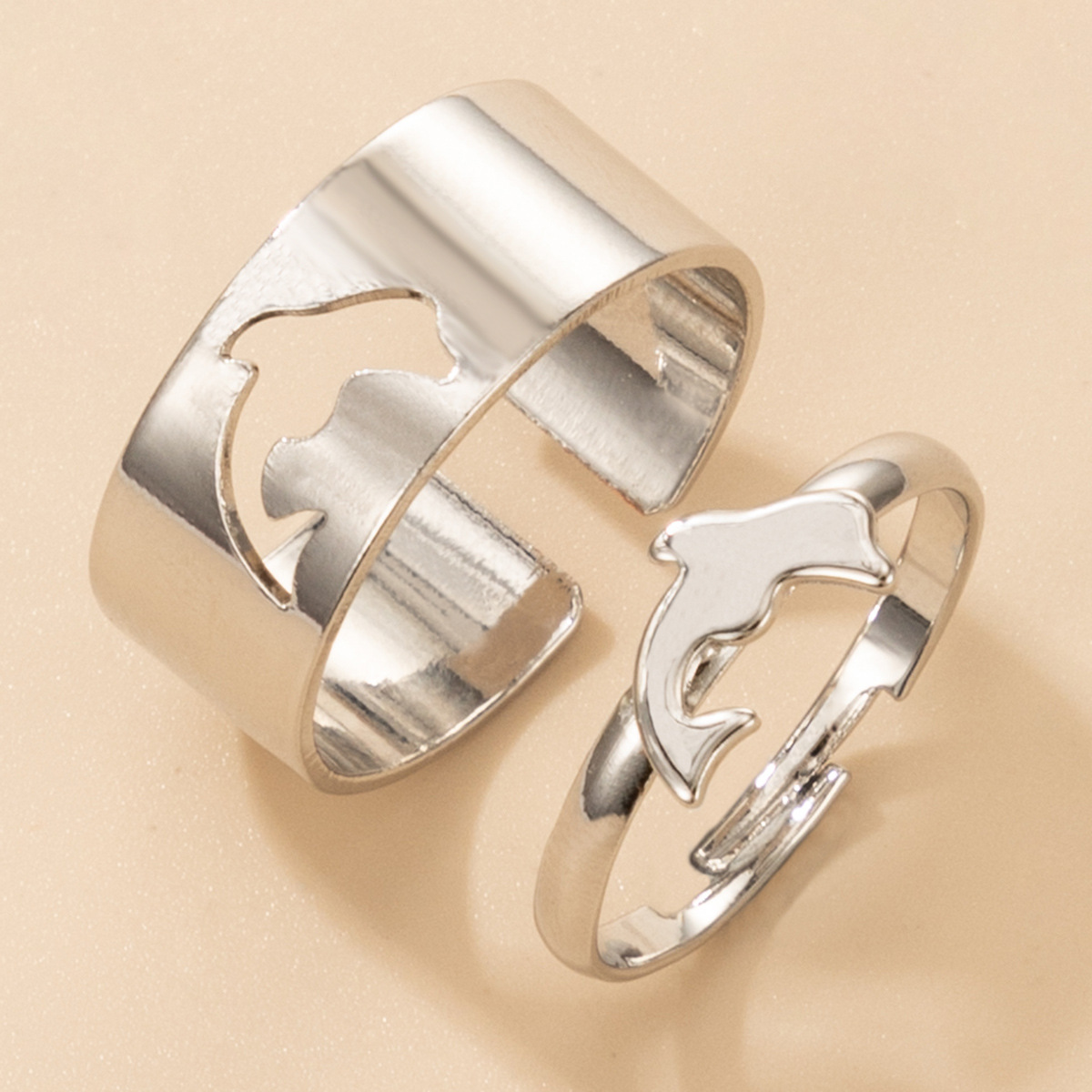 Fashion Ocean Wind Alloy Moon Dolphin Heart shape Ring Daily