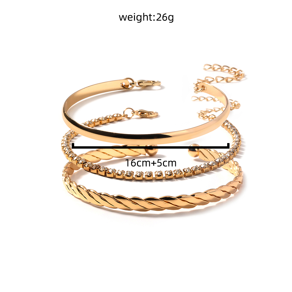 Simple Style Alloy Wave Pattern Bracelet Daily Electroplating Rhinestone Stainless Steel Bracelets 1