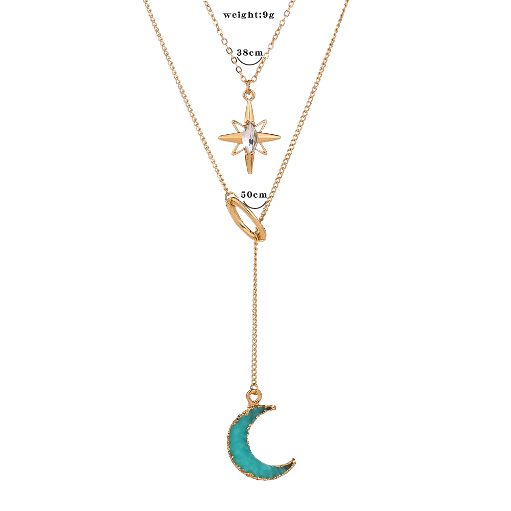 Creative Fashion Horse Eye Sun Clavicle Chain Resin Tassel Moon Alloy Necklace