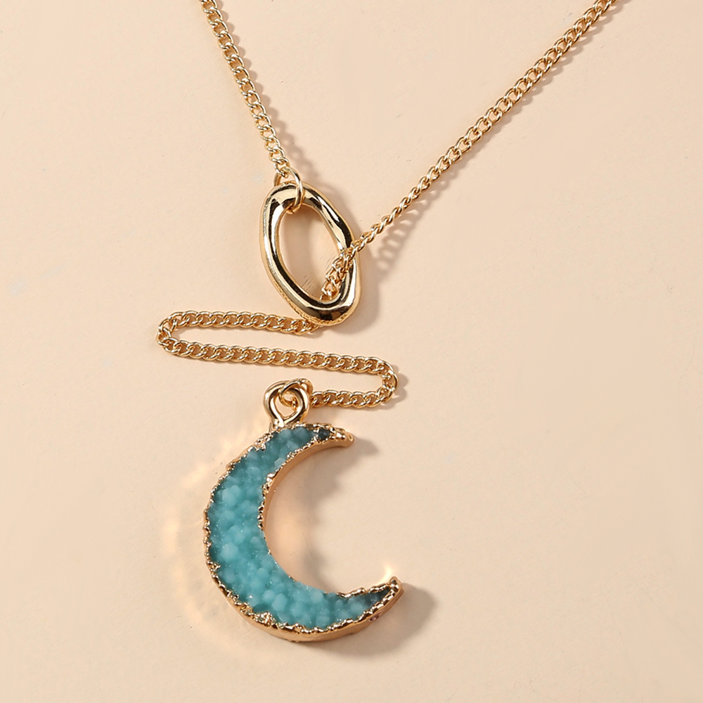 Creative Fashion Horse Eye Sun Clavicle Chain Resin Tassel Moon Alloy Necklace