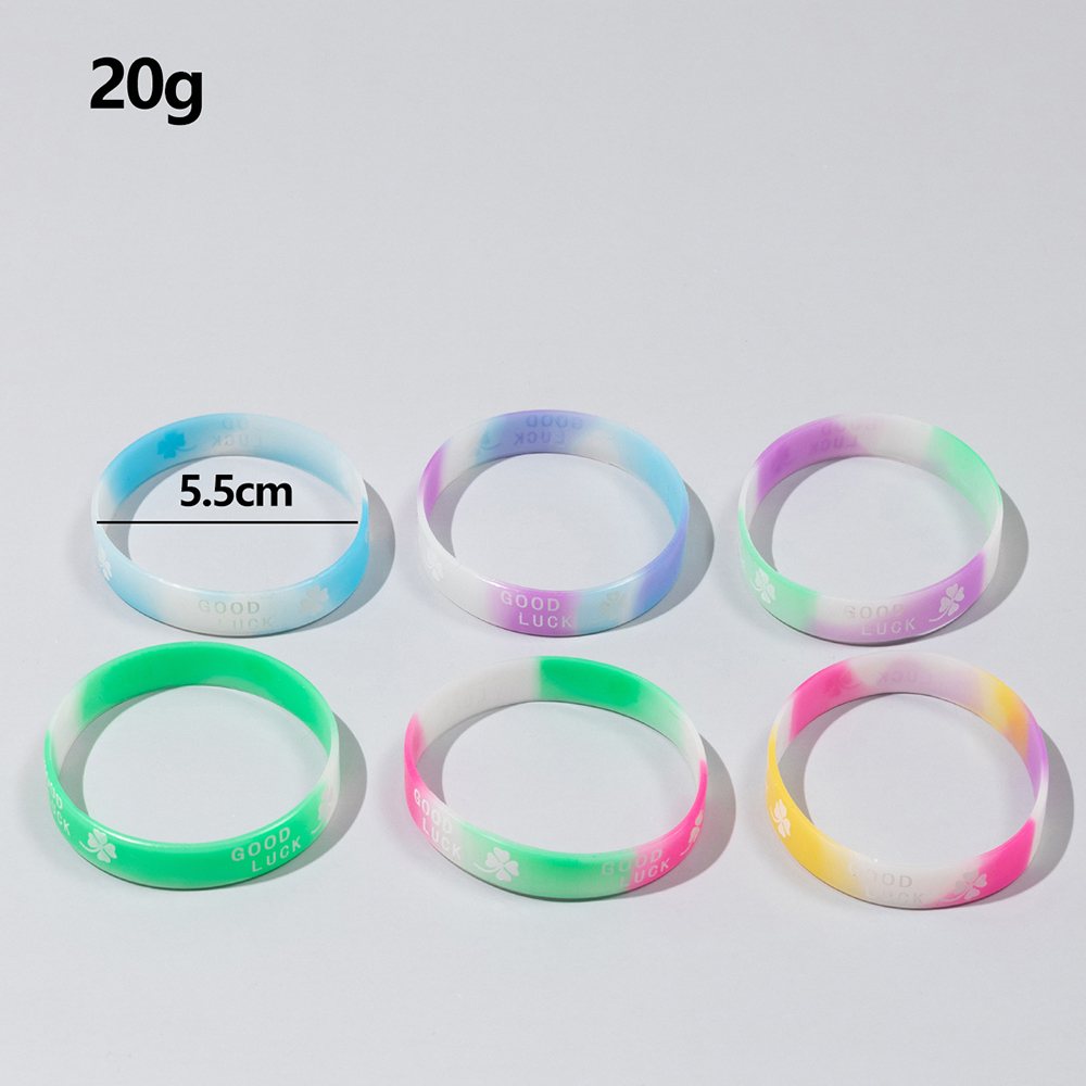 Funny Fashion Four Leaf Clover Skull Silica Gel Bracelet 1 Set