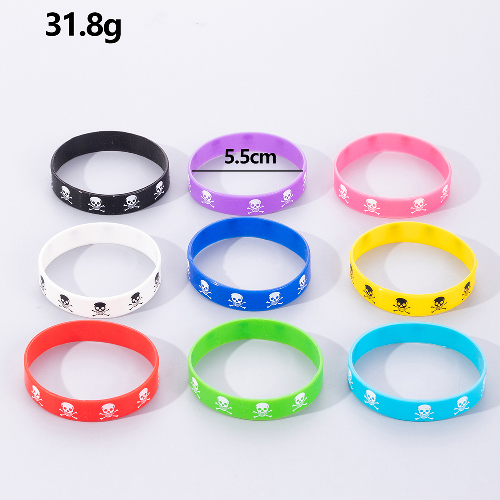 Funny Fashion Four Leaf Clover Skull Silica Gel Bracelet 1 Set