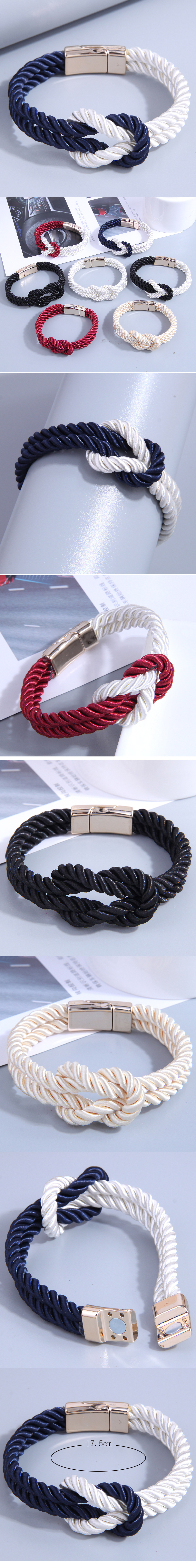 Simple fashion Solid Color Knotted strings magnet nylon  Bracelet