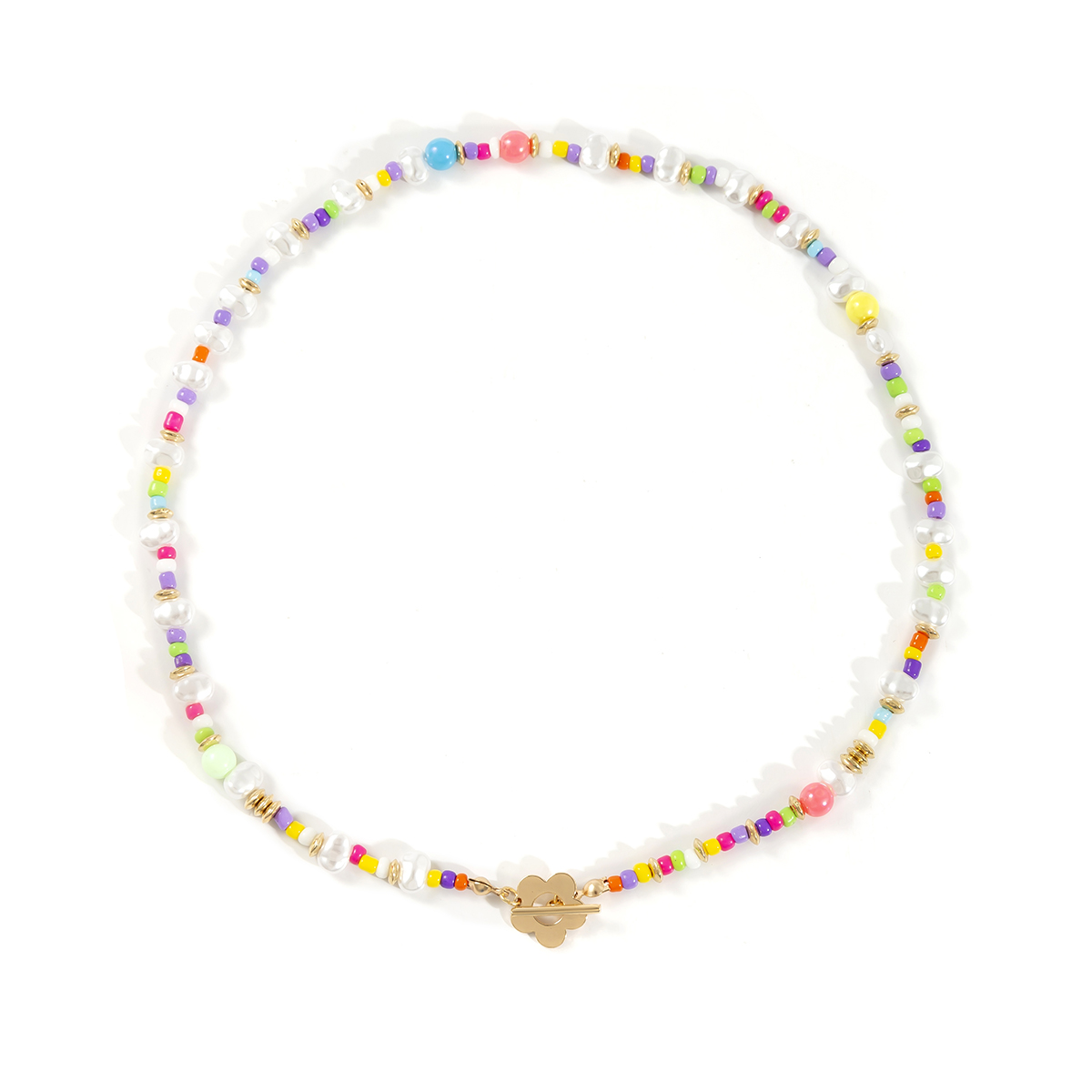 Sweet Imitation pearl Plastic Iron Multicolor Necklace Daily Unset Copper Necklaces