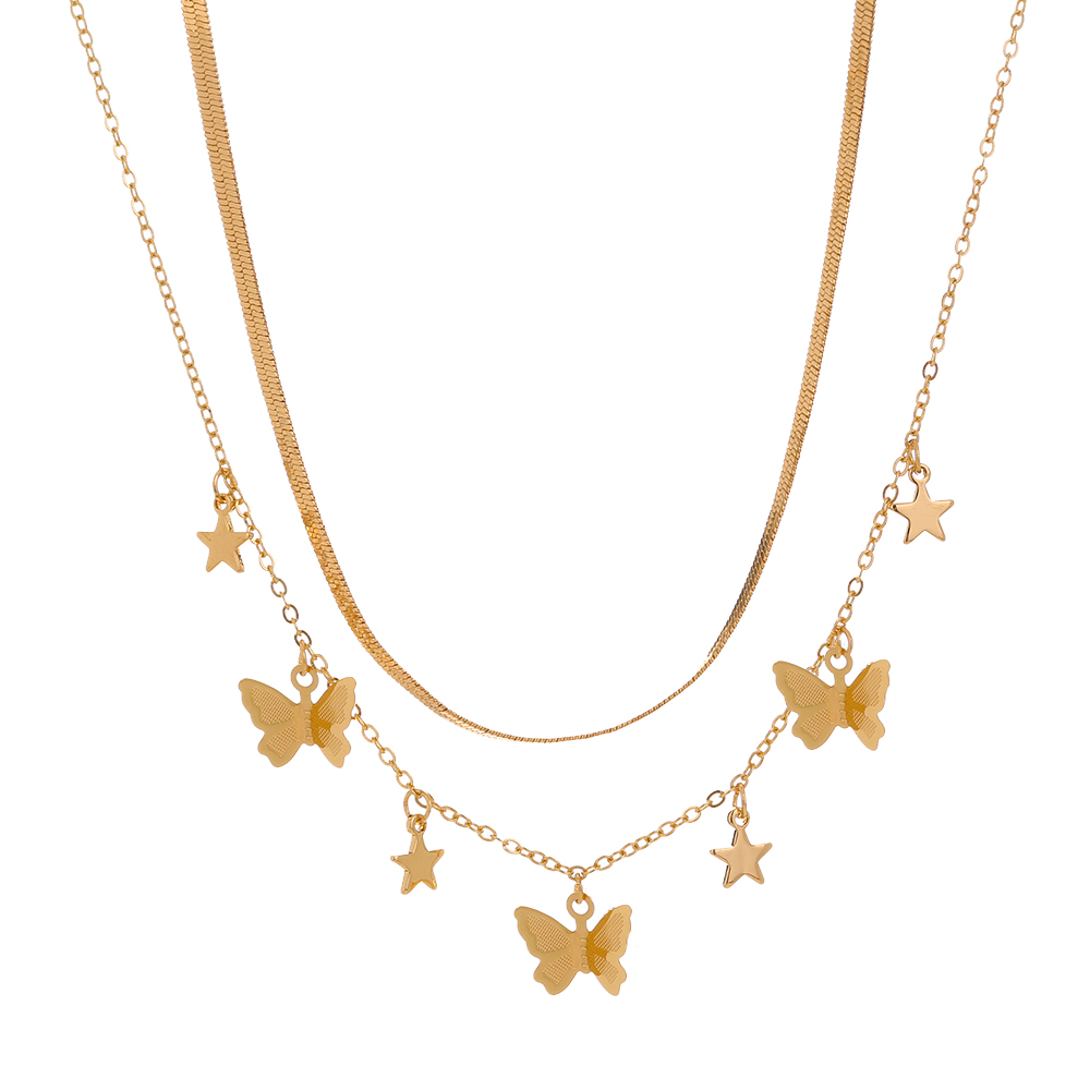 Hip-Hop Butterfly Alloy Plating Necklace