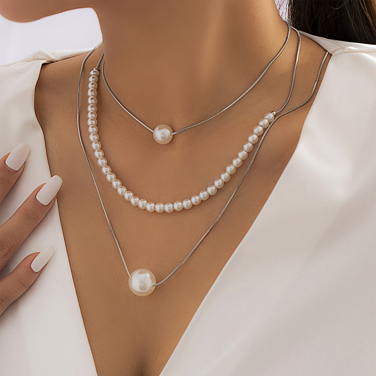 Fashion Imitation pearl Copper Necklace Daily Unset Copper Necklaces