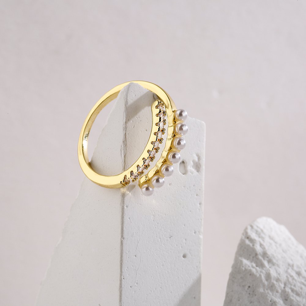 Aogu Cross-Border New Ins Niche Personality Geometric Open Ring Female Copper Plating 18K Gold Micro