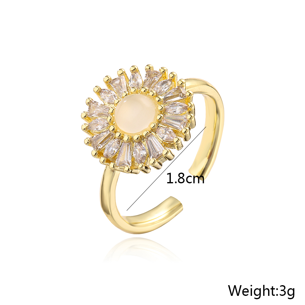 Aogu Cross-Border New Ins Niche Personality Geometric Open Ring Female Copper Plating 18K Gold Micro