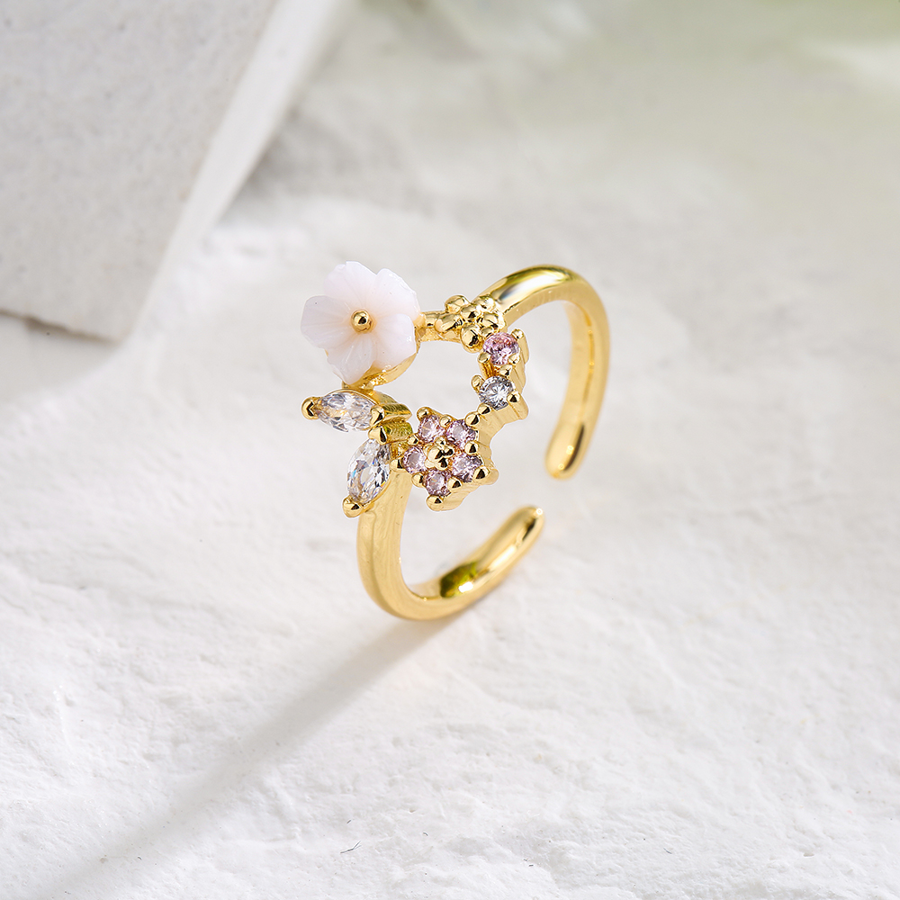 Aogu Cross-Border New Ins Niche Personality Geometric Open Ring Female Copper Plating 18K Gold Micro