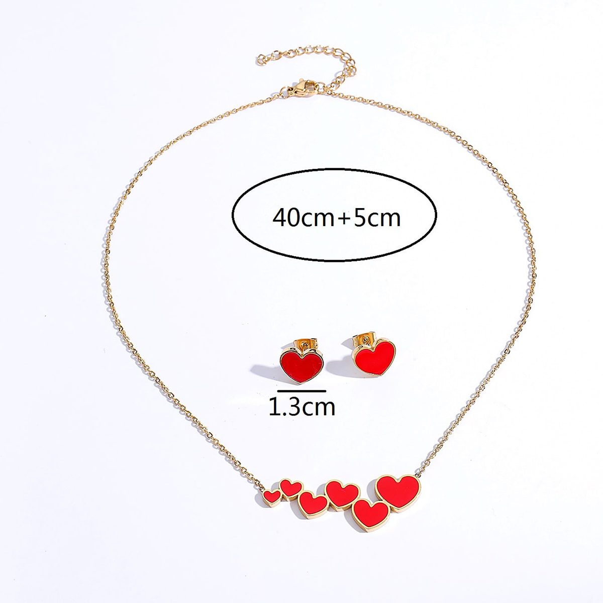 cute fashion red black heart shape copper stud Earrings necklace